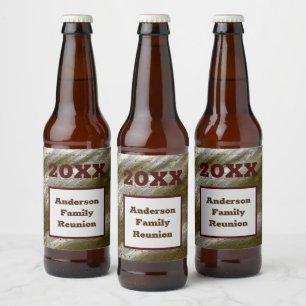 Family Reunion Gold Silve Stripe Abstract Keepsake Beer Bottle Label