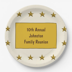 Family Reunion Gold Star Keepsake Annual Big Event Paper Plate