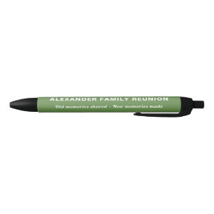 Family Reunion Green Souvenir Keepsake Gift Black Ink Pen