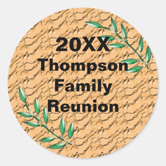 Family Reunion Green Tree Branch Keepsake Memento Classic Round Sticker (Front)