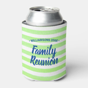 Family Reunion Green White Stripe Can Cooler