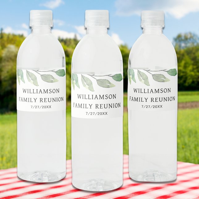 Family Reunion Greenery  Water Bottle Label (Creator Uploaded)