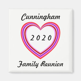 Family Reunion Heart Design Sq Dated Keepsake Gift Magnet