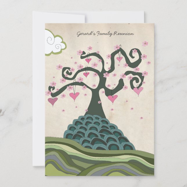 Family Reunion Heart Tree Modern Vector Invite (Front)
