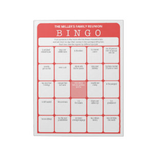 Family Reunion Ice Breaker Bingo Game Notepad
