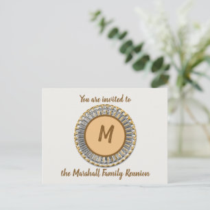 Family Reunion Invitation Announcement Gold Silver Postcard