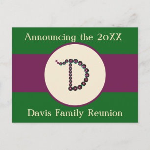 Family Reunion Invitation Announcement  Letter D Postcard