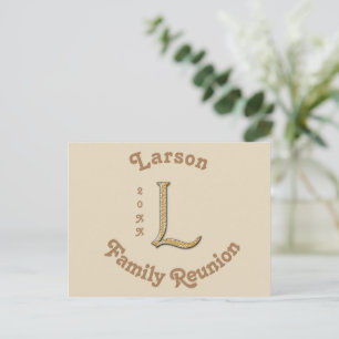 Family Reunion Invitation Gold Silver Letter L Postcard