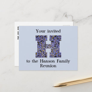 Family Reunion Invitation Letter H Mosaic Monogram Postcard