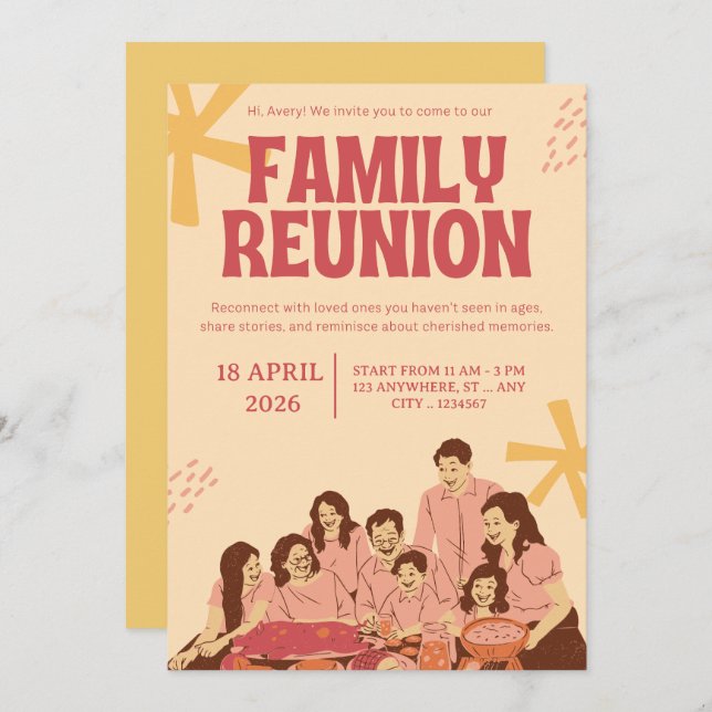 Family Reunion Invitation Template | Editable Gath (Front/Back)