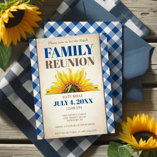 Family Reunion Invitations Rustic Sunflower Picnic