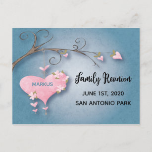 Family Reunion Invite Save The Date Heart Tree Postcard