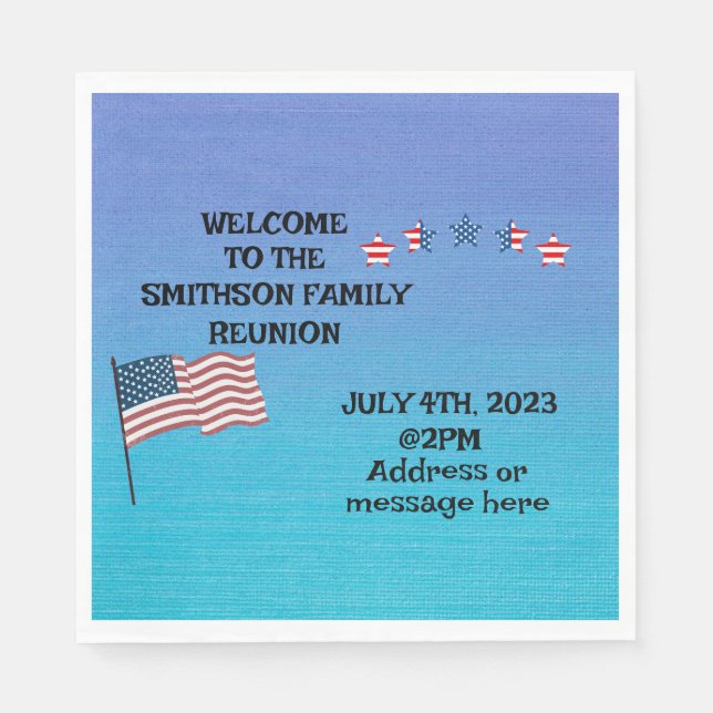 Family Reunion July 4th theme Party Napkin (Front)