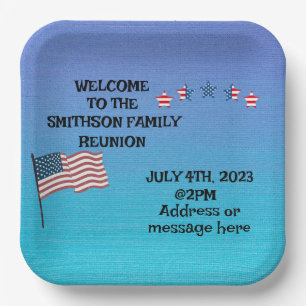 Family Reunion July 4th theme Party Paper Plate