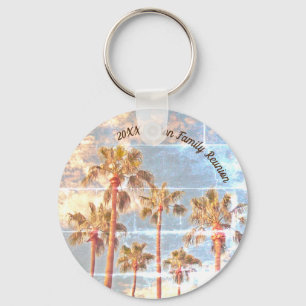 Family Reunion Keepsake Faded Photo Palm Tree Key Ring