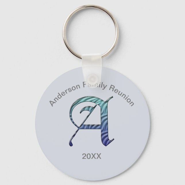 Family Reunion Keepsake Letter A Monogram Initial Key Ring (Front)