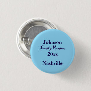 Family Reunion Keepsake Light Blue Name Year 3 Cm Round Badge