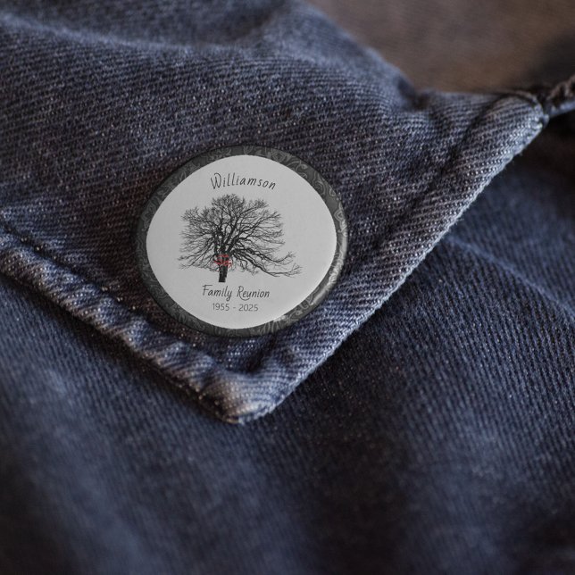 Family Reunion Keepsake Tree | Elegant Black 6 Cm Round Badge (Creator Uploaded)