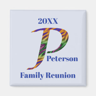 Family Reunion Keepsake Vivid Letter P Monogram Magnet