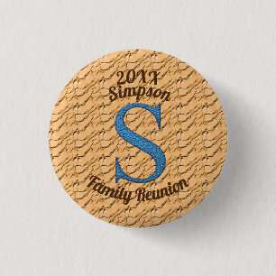Family Reunion Large Blue Letter S Monogram 3 Cm Round Badge
