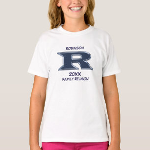 Family Reunion Last Name Letter R Monogram Blue T-Shirt