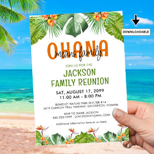 Family Reunion Luau OHANA Means Family Invitation