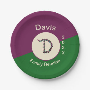 Family Reunion Meal Sparkling Letter D Monogram Paper Plate