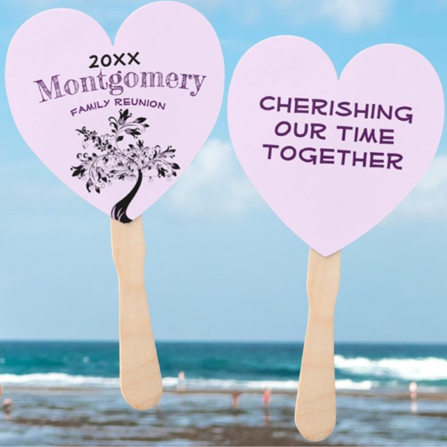 Family Reunion Modern Colourful Floral Tree Purple Hand Fan (Creator Uploaded)