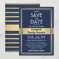 Family Reunion Modern Elegant Navy Blue Gold White