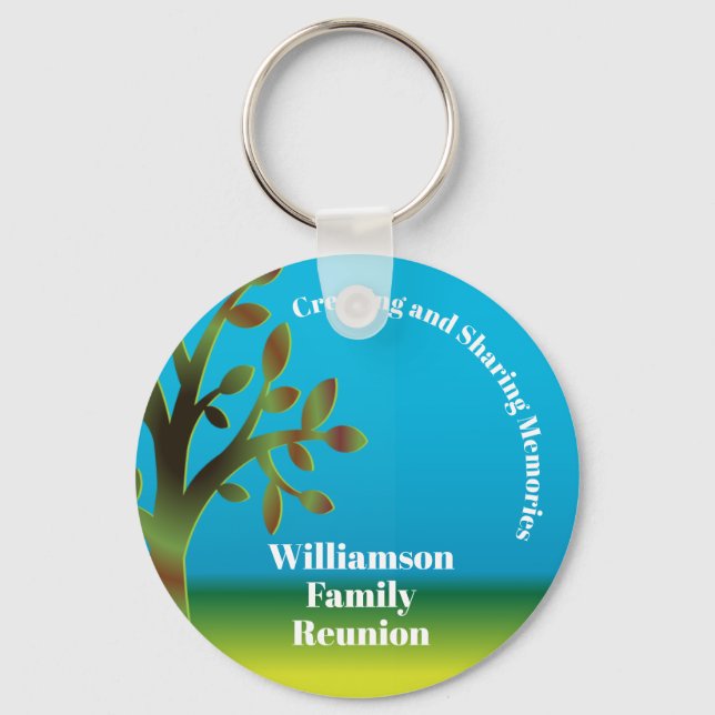 Family Reunion Modern Family Tree Sharing Memories Key Ring (Front)