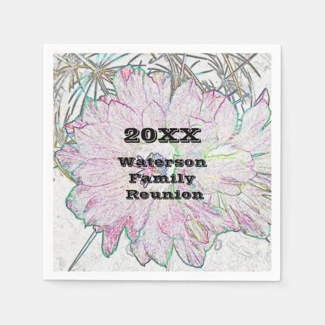 Family Reunion Modern Floral Artistic Flower Napkin (Front)