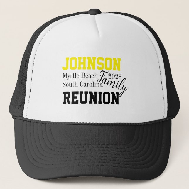 Family Reunion Modern Typography Trucker Hat (Front)