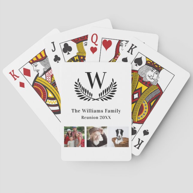 Family reunion monogram name photo playing cards (Back)