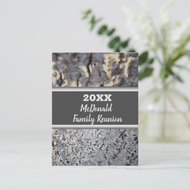 Family Reunion Mosaic Small Tiles Announcement Postcard (Standing Front)