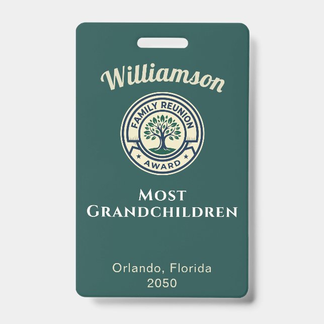 Family Reunion Most Grandchildren Award ID Badge (Front)