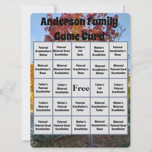 Family Reunion Name Bingo Game Colourful Fall Tree