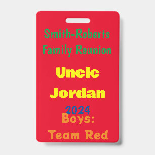 Family Reunion Name Card ID Badge