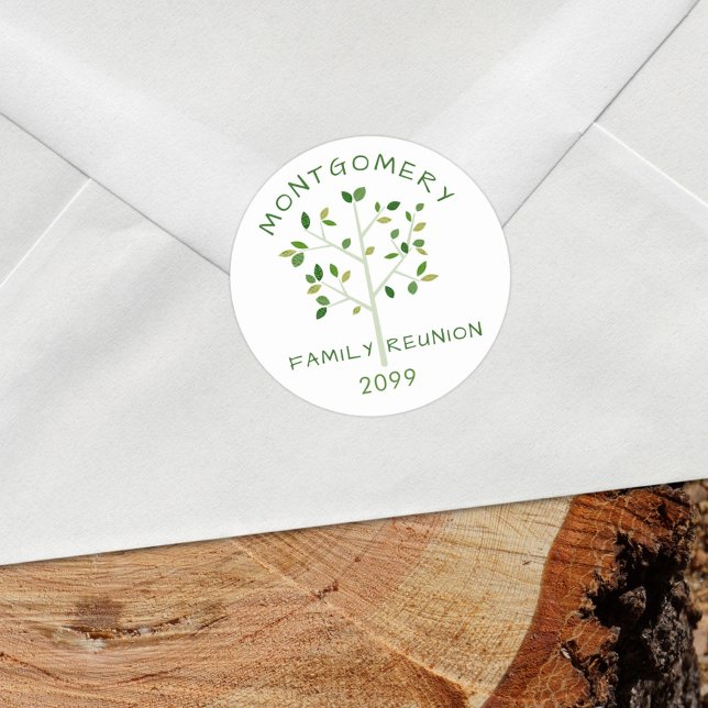 Family Reunion Name Year Family Tree Classic Round Sticker (Creator Uploaded)