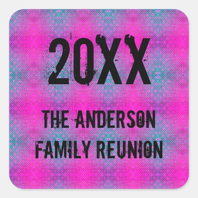 Family Reunion Neon Tie Dye Annual Picnic Square Sticker (Front)