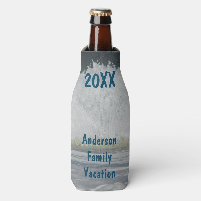 Family Reunion Ocean Annual Summer Beach Vacation Bottle Cooler (Bottle Front)