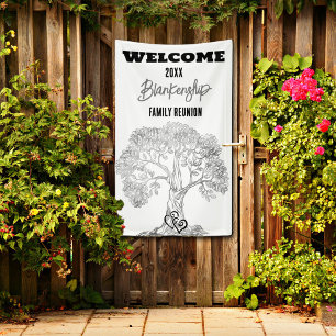 Family Reunion Old Grey Tree on Black Custom  Banner