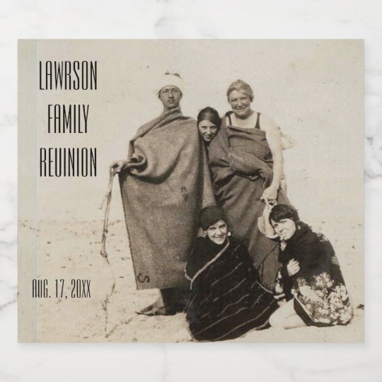 Family Reunion Old Sepia Beach Photo Beer Bottle Label