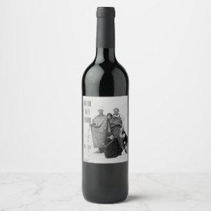 Family Reunion Old Sepia Beach Photo Wine Label