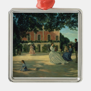 Family Reunion on the Terrace at Meric, 1867 Metal Ornament