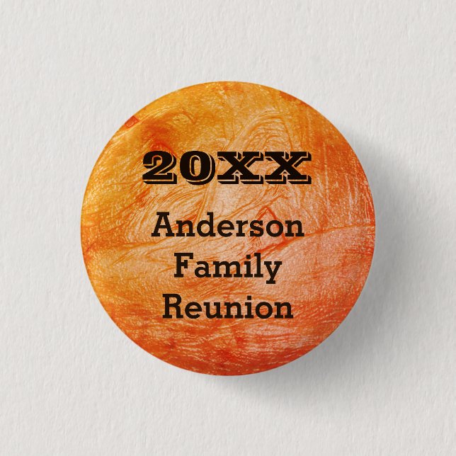 Family Reunion Orange Abstract Autumn Gathering 3 Cm Round Badge (Front)