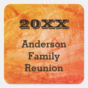 Family Reunion Orange Abstract Autumn Gathering Square Sticker