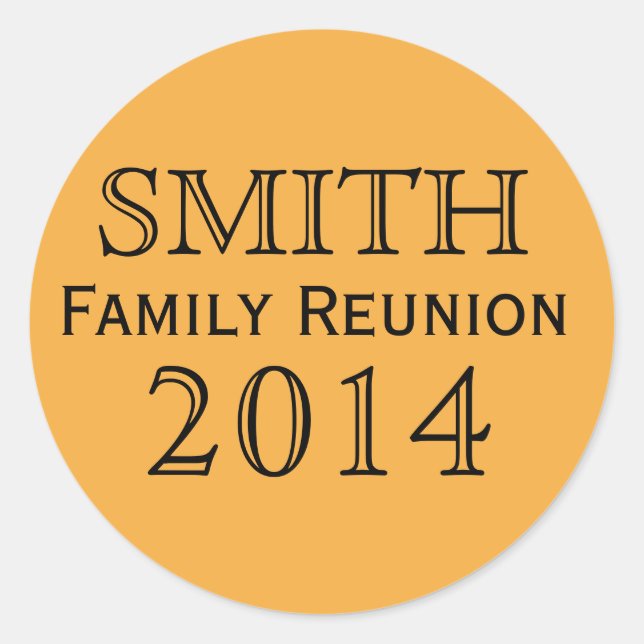 Family Reunion Orange Background Classic Round Sticker (Front)