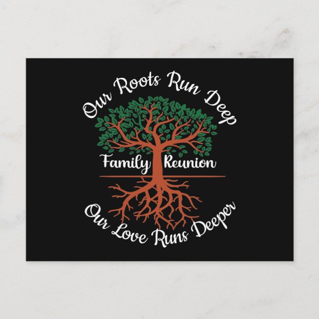 Family Reunion Our Roots Run Deep Tree Postcard (Front)