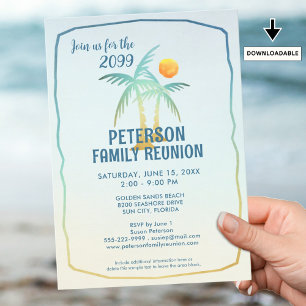 Family Reunion Palm Trees Beach Tropical Invitation