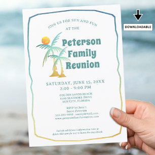 Family Reunion Palm Trees Beach Tropical Invitation
